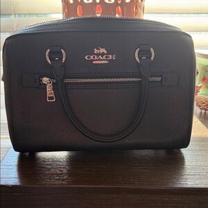 Coach Black pebble Leather Rowan Satchel